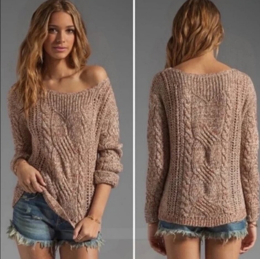 FREE PEOPLE Pegasus Pullover West End Cable Knit Slouchy Oversized Sweater